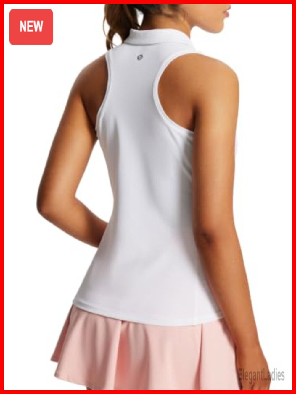 Sleeveless Golf Polo Racerback with Zipper Collar UPF 50+ Athletic